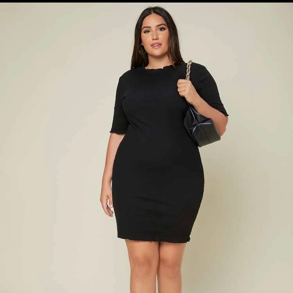 Plus black lettuce trim bodycon dress NWT 2XL